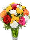 Bouquet di rose rose, arancio e rosa