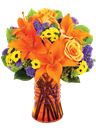 Bouquet di rose e lilium arancio