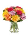 Bouquet compatto di rose colorate